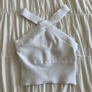 Abercrombie white criss cross halter top in xsmall